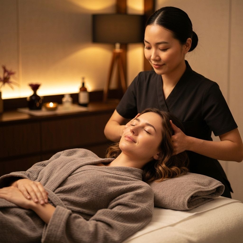 Client enjoying scalp massage